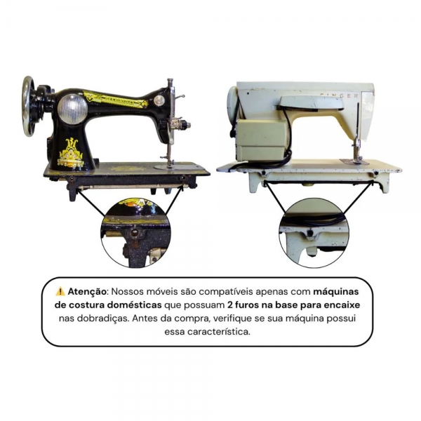 Caixa Base de Madeira para Máquina de Costura Doméstica